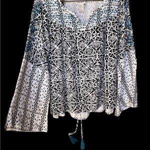 Ariat Black and White Bell Sleeve Blouse
